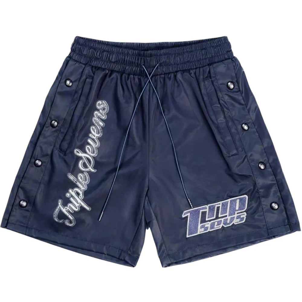 Triple Sevens Nylon Button Up Set (Navy blue)