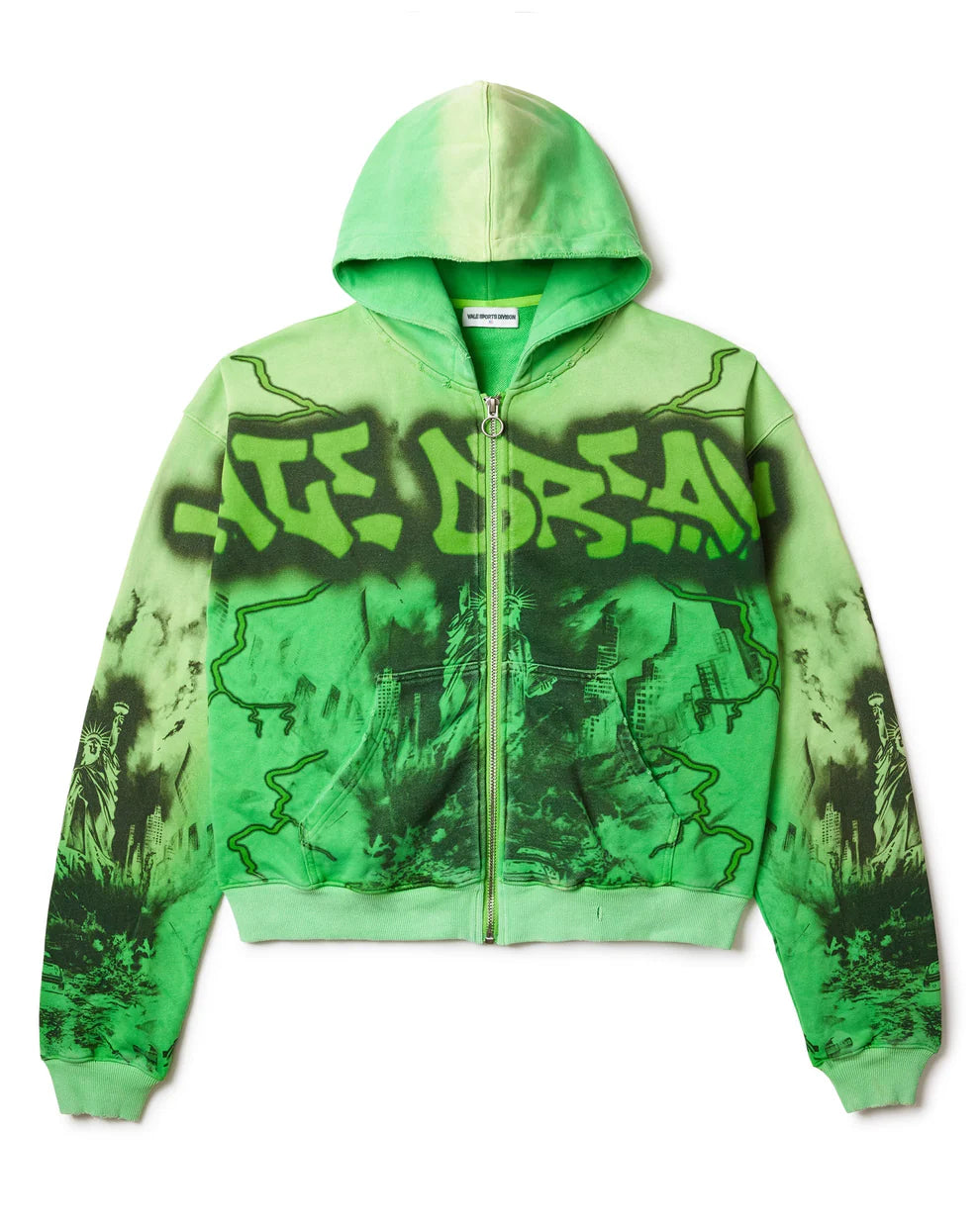 Vale Forever  GREEN NIGHTMARE ZIP UP HOODIE