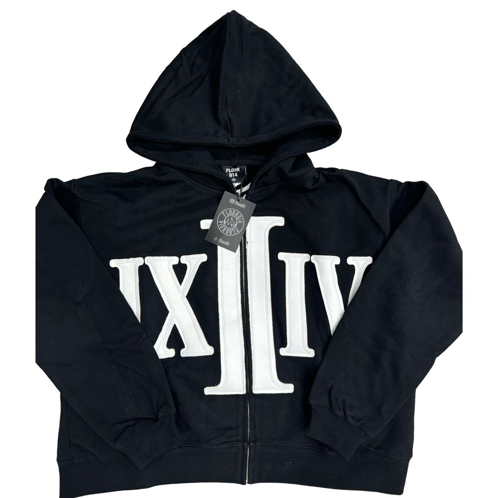 914 black and white hoodie