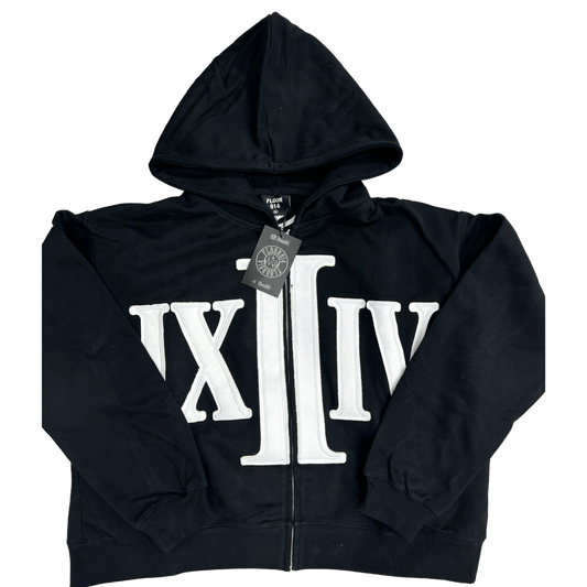 914 black and white hoodie