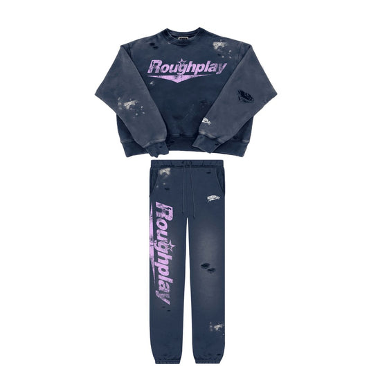 Roughplay Navy/purple crew neck set